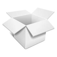 Open white cardboard box