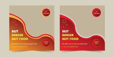 Social media food banner set design vector