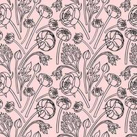 SEAMLESS PATTERN WITH RANUNCULUS vector
