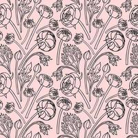 SEAMLESS PATTERN WITH RANUNCULUS vector