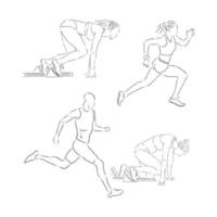 A collection of doodle art illustrations that includes the following sports track and field runner track and field runner vector sketch illustration