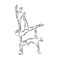 Acrobatic balance performance cooperation concept Hand drawn acrobats performing on scene concept sketch Isolated vector illustration  acrobatics vector sketch illustration