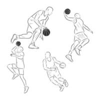 Vector Line sketch basketball player basketball player vector sketch illustration