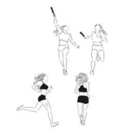 A collection of doodle art illustrations that includes the following sports track and field runner track and field runner vector sketch illustration