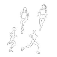 A collection of doodle art illustrations that includes the following sports track and field runner track and field runner vector sketch illustration