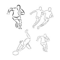 Running rugby player abstract black vector silhouette Rugby player vector sketch illustration