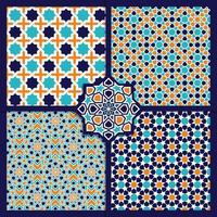 Seamless Islamic color patterns set vector