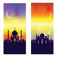 Muslim abstract greeting banners vector