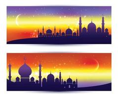 Muslim abstract greeting banners vector