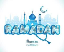 Ramadan Kareem greeting card witx text Ramadan and mosque vector