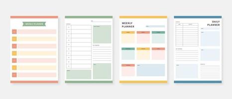 Modern planner template set Set of planner and to do list Monthly weekly daily planner template Vector illustration