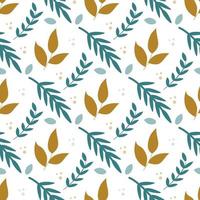 Plants twigs and leaves on a white background Vector seamless pattern wallpaper packaging paper design and fabric printing