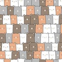 Cute teddy bear polar bear greeting cartoon doodle seamless pattern vector