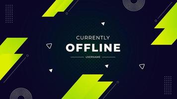 Currently offline twitch banner green background vector template Liquid geometric background with modern design