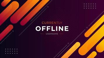 Currently offline twitch banner dark orange background vector template Liquid geometric background with modern design