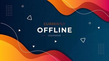 Currently offline twitch banner background vector template Liquid background with modern color design