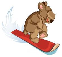 Vector image of a bear riding on a Board