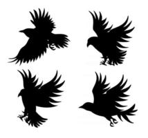 Vector image of silhouettes of birds in flight
