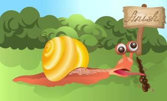 vector image of a snail aspiring to the goal