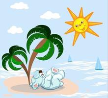 Vector image of a polar bear at a resort