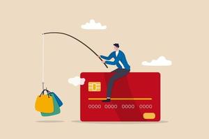 consumismo y marketing atrayendo a la gente a comprar con tarjeta de crédito riesgo de deuda