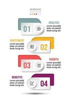 Plantilla de infografía de flujo de trabajo de proceso de 4 pasos vector