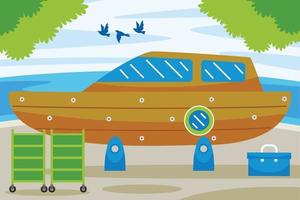 Boat Service Station Vector Illustration