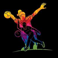 Abstract Bowling Players Man and Female vector