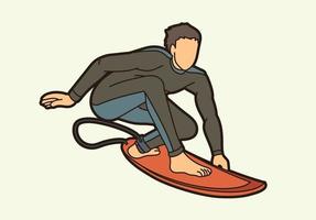 pose de jugador de deporte de surf vector