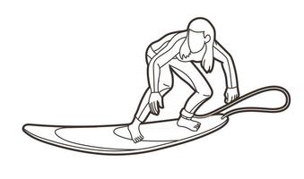 Surfing Sport Female Player Action vector