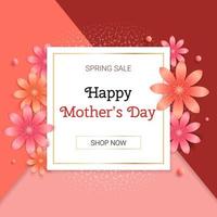 Spring sale Mothers Day background template with abstract flowers vector