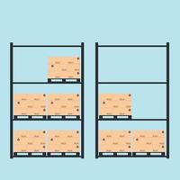 Pallet storage area with packaging in an industrial warehouse vector