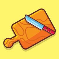 knife with cutting board isolated illustration in flat style vector