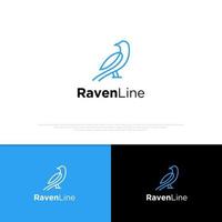 Set of line art raven logo design vector