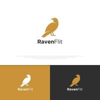 Set of minimalist raven logo design vector