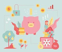 Piggy bank and wealth management vector