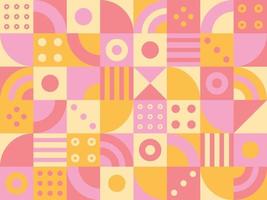 Circular pieces are creating patterns in a square mosaic grid vector