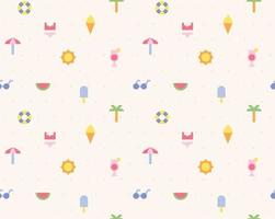 A beach background pattern made up of small and simple summer icons vector