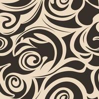 Seamless pattern of spirals and curlicues of black on brown wave floral marine pattern vector