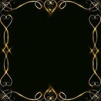 Vector golden frame with hearts effects of light