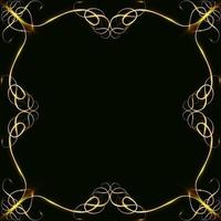 Gold frames with hearts with glare and radiance blank for a card isolated on black wedding card copy space vector