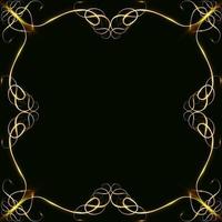 Gold frames with hearts with glare and radiance blank for a card isolated on black wedding card copy space vector