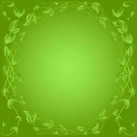 circle of green leaves on a branch  border on green background vector