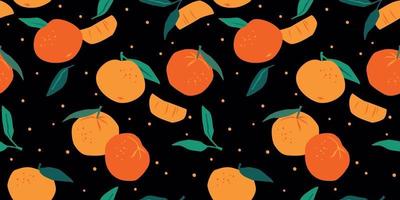 Vector seamless pattern with mandarins Trendy hand drawn textures  Modern abstract design