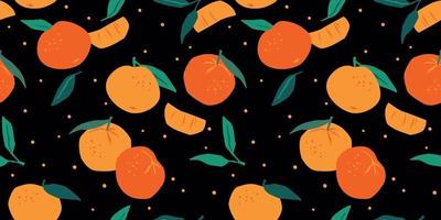 Vector seamless pattern with mandarins Trendy hand drawn textures  Modern abstract design