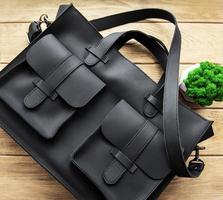 Black leather bag photo