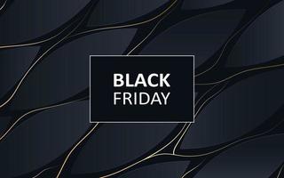 Abstract poster black friday with golden lines Flat vector illustration