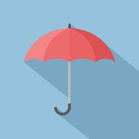 Red open umbrella with long shadow on blue background vector