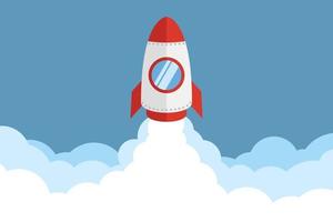 Rocket launch in flat design vector