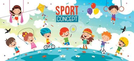Sport Concept Design With Funny Children vector